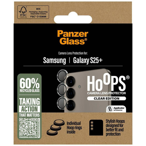 PanzerGlass Hoops Objektivschutz aus gehärtetem Glas für Samsung Galaxy S25+, transparent