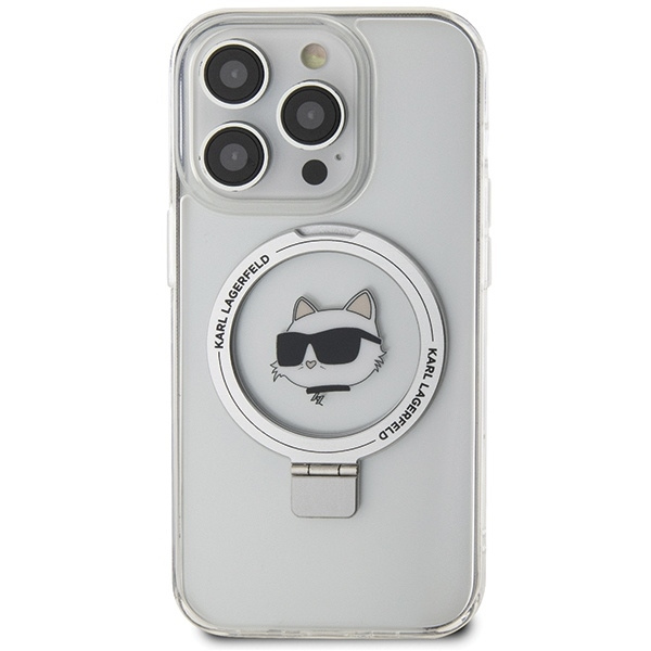 Karl Lagerfeld KLHMP15LHMRSCHH iPhone 15 Pro 6,1" weiß/weiß Hardcase Ring Stand Choupette Head MagSafe