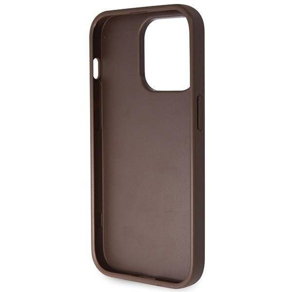 Original Handyhülle IPHONE 14 PRO Guess Hardcase Crossbody 4G Metal Logo (GUHCP14LP4TDSCPW) braun