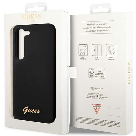 Guess Silicone Script Metal Logo - Etui Samsung Galaxy S23+ (czarny)