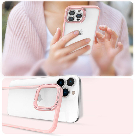 Kingxbar Sparkle Series Hülle iPhone 13 Pro mit Kristallen Rückseite rosa