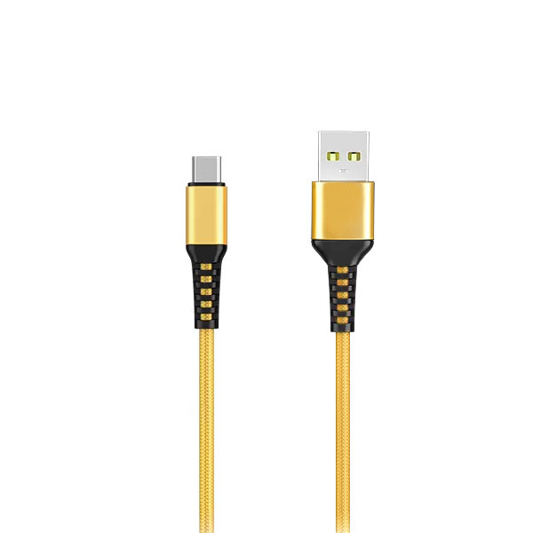 DENMEN KABEL USB WZMACNIANY OPLOT MICRO ZŁOTY 1M D02V