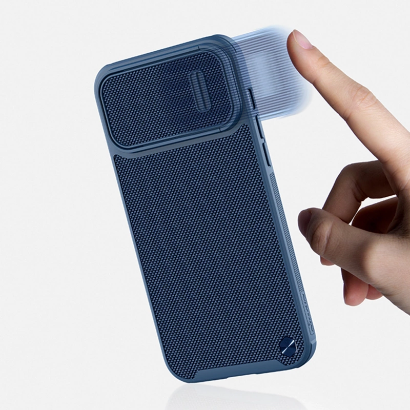 Nillkin Textured S Case for iPhone 14 Plus, armored cover with camera cover, blue