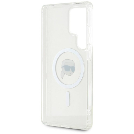 Etui Karl Lagerfeld Button Karl Head Printed Logo MagSafe Samsung Galaxy S25 Ultra biały