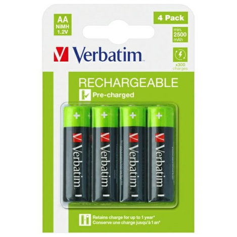 Verbatim Akumulator NiMH AA 2500mAh       Premium HR6 4szt czarny/ black 49517