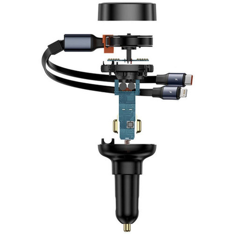 Baseus Enjoyment USB-C-Autoladegerät mit USB-C/ Lightning -60-W-Kabel – Schwarz