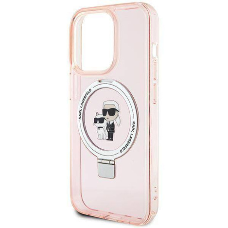 Karl Lagerfeld KLHMP15XHMRSKCP iPhone 15 Pro Max 6,7" rosa/rosa Hardcase Ringständer Karl&Choupette MagSafe