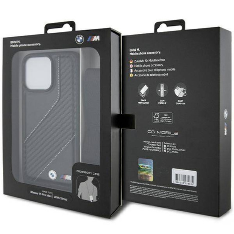 BMW M Edition Carbon Stripe &amp; Strap Hülle für iPhone 15 Pro Max – Schwarz