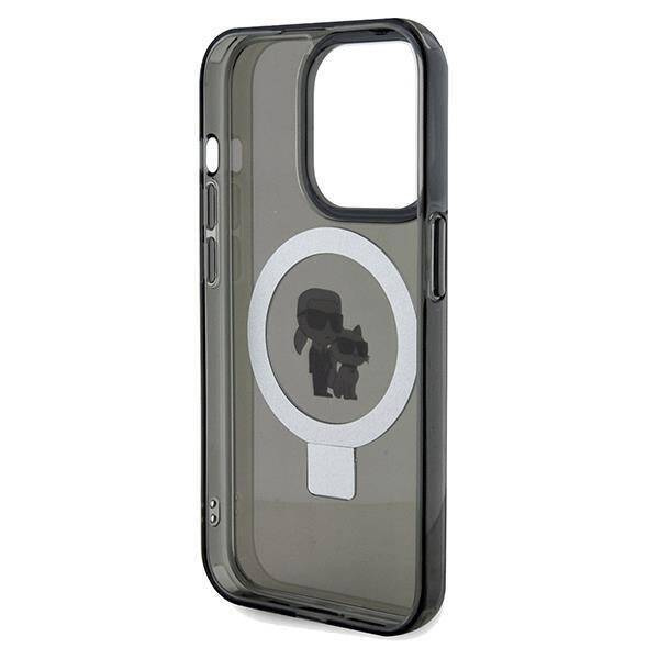 Original Handyhülle IPHONE 14 PRO Karl Lagerfeld Hardcase Ring Stand Karl&Choupettte MagSafe (KLHMP14LHMRSKCK) schwarz