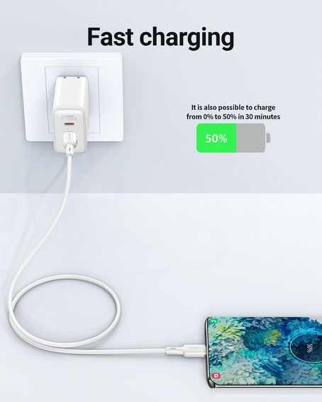 Acefast Kabel USB Typ C - USB Typ C 1,2m, 60W (20V / 3A) weiß (C2-03 weiß)