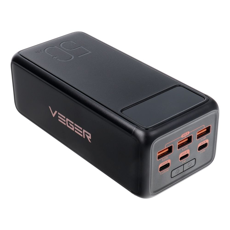 Bateria zewnętrzna (Powerbank) VEGER Tank Boost - 56 000mAh LCD Quick Charge PD 130W czarny (W5001C)