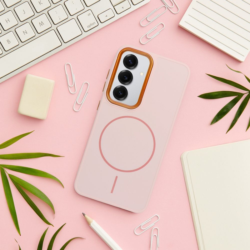 Futerał FRAME MAG COVER kompatybilny z MagSafe do SAMSUNG A55 pudrowy róż