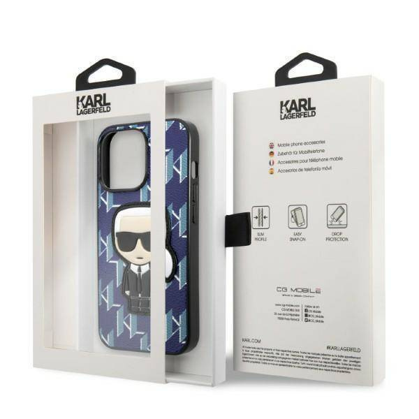Oryginalne Etui IPHONE 13 PRO Karl Lagerfeld Hardcase Monogram Ikonik Patch niebieskie