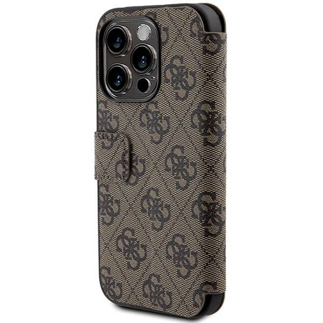 Original Case APPLE IPHONE 15 PRO MAX Guess Book 4G Metal Gold Logo (GUBKP15X4GMGBR) brown