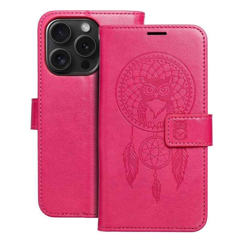 Kabura MEZZO Book do IPHONE 15 Pro łapacz snów magenta