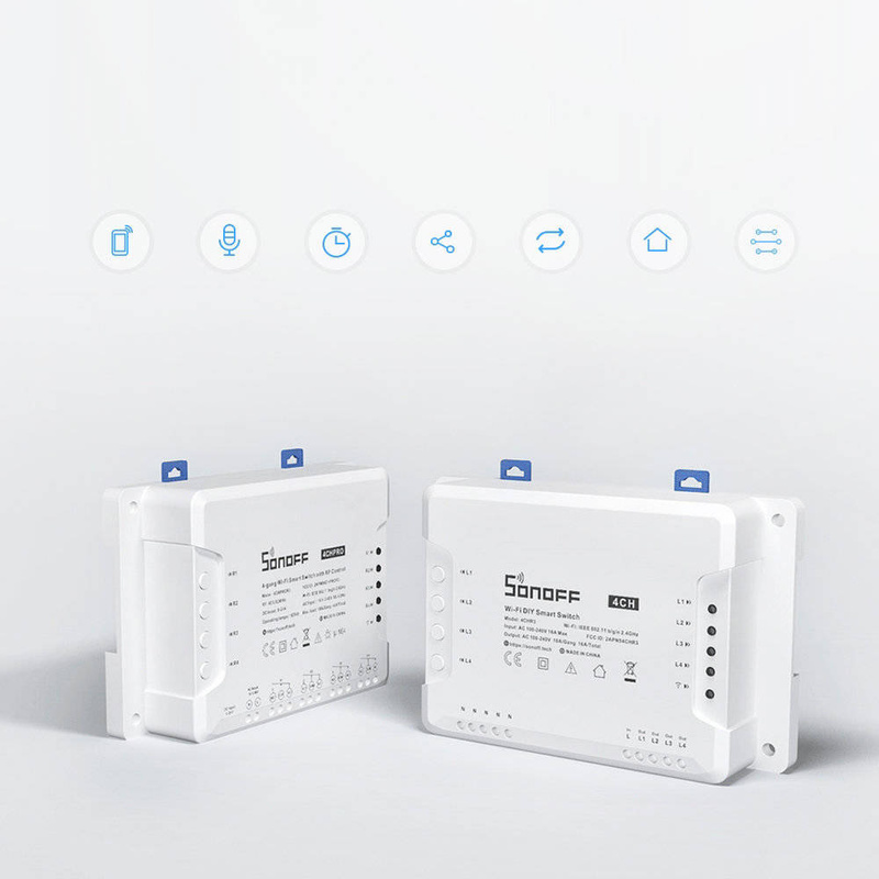 Sonoff Smart 4-Kanal-Relais Wi-Fi-Stromschalter Weiß (4CHR3)