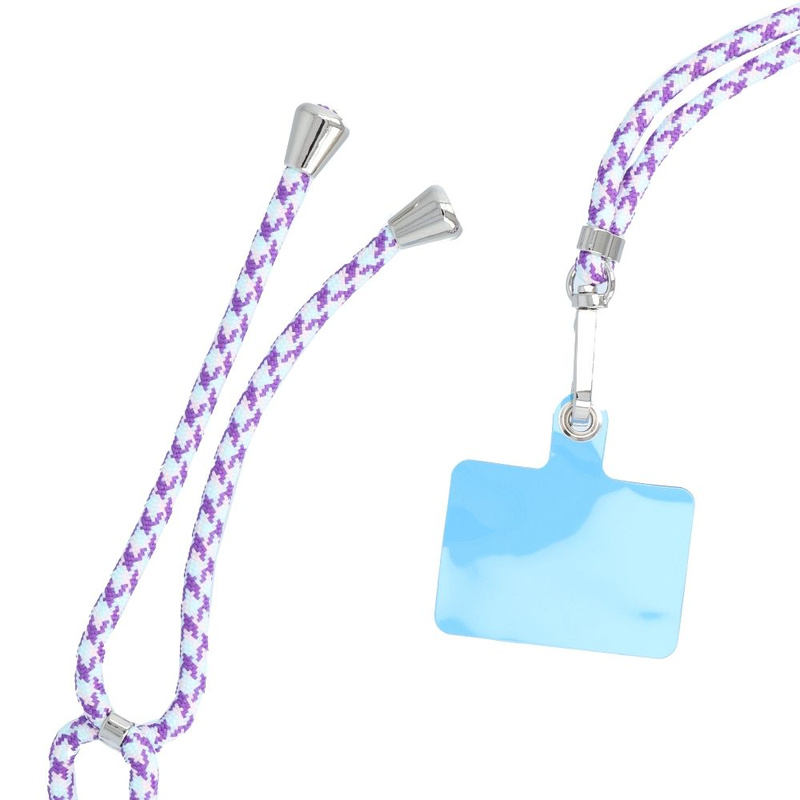 Zawieszka SWING do telefonu z regulacją długości / długość sznura 165cm (max 82,5cm w pętli) / na ramię lub szyję - białofioletowy