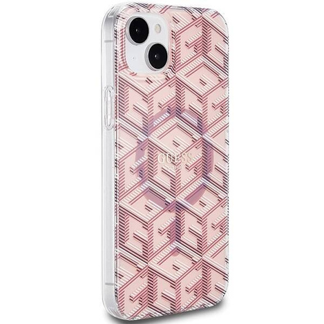 Oryginalne Etui GUESS Hardcase GUHMP15MHGCUSTGP do iPhone 15 Plus (Kompatybilny z Magsafe / IML GCUBE / różowy)