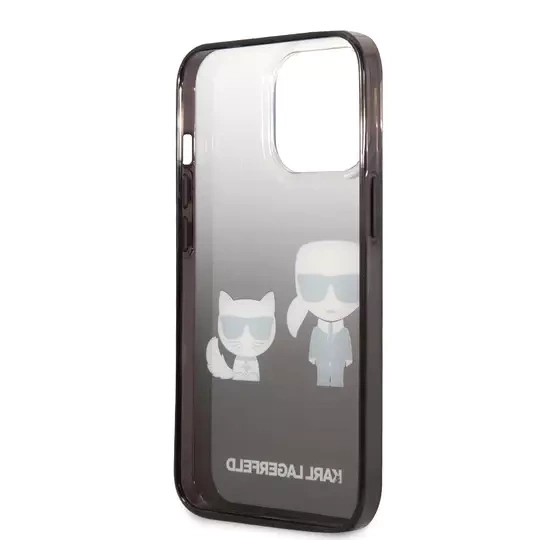 Original Case IPHONE 14 PLUS Karl Lagerfeld Hardcase Gradient Ikonik Karl & Choupette (KLHCP14MTGKCK) black