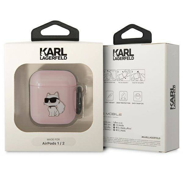 Original Case APPLE AIRPODS Karl Lagerfeld Ikonik Choupette (KLA2HNCHTCP) pink