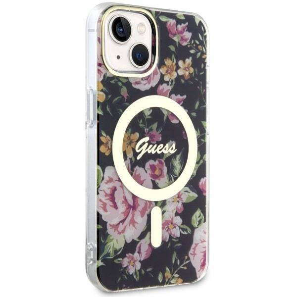 Guess GUHMP14MHCFWSK iPhone 14 Plus 6,7" schwarz/schwarz Hardcase Flower MagSafe