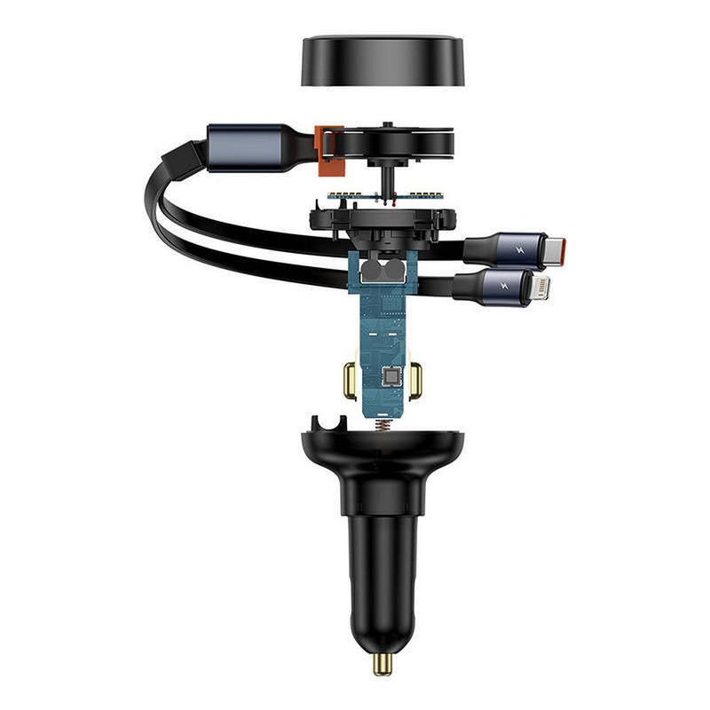 Baseus Enjoyment USB-A-Autoladegerät mit USB-C/ Lightning -60-W-Kabel – Schwarz