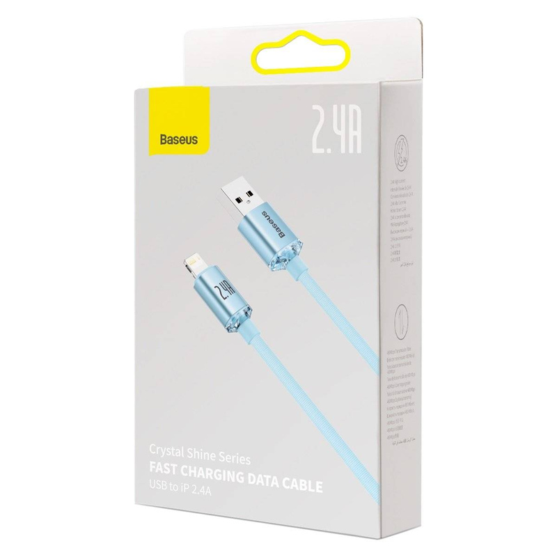 Baseus Crystal Shine Series USB-Kabel - Lightning 2,4A 20W 2m blau (CAJY001203)