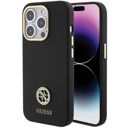 Oryginalne Etui APPLE IPHONE 15 PRO Guess Hardcase Silicone Logo Strass 4G (GUHCP15LM4DGPK) czarne