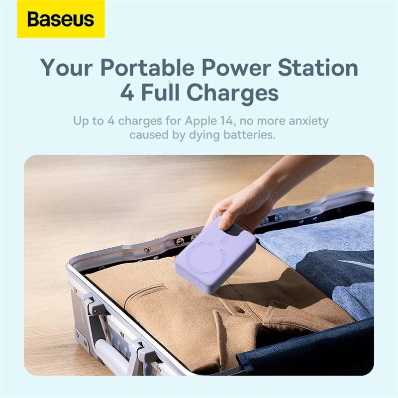 Baseus Magnetic Mini 20000 mAh 20W Powerbank – Lila + USB-C / USB-C-Kabel