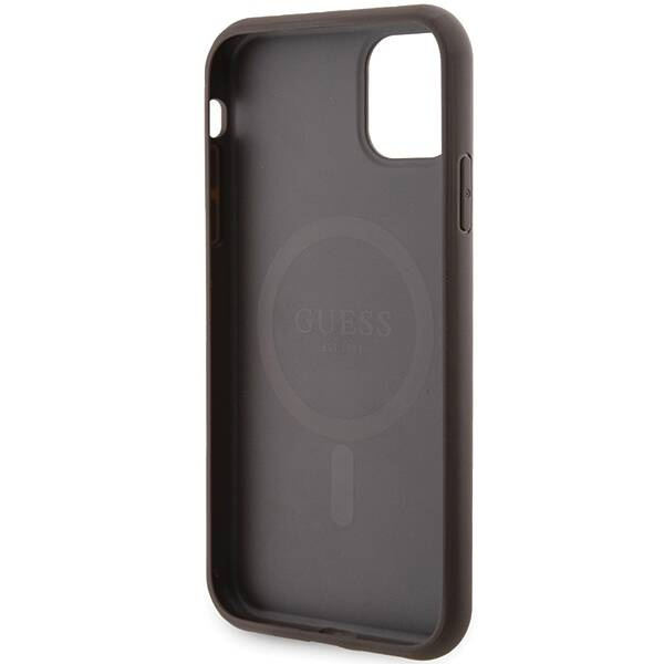 Oryginalne Etui GUESS Hardcase GUHMN61G4GFRW do iPhone 11 (Kompatybilny z Magsafe / 4G Ring classic logo / brązowy)