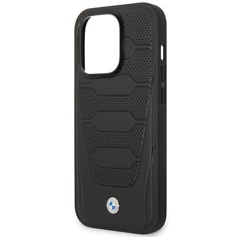 Oryginalne Etui IPHONE 14 PRO BMW Leather Seats Pattern MagSafe MagSafe (BMHMP14L22RPSK) czarne