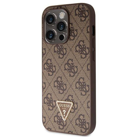 Original Handyhülle IPHONE 14 PRO Guess Hardcase Crossbody 4G Metal Logo (GUHCP14LP4TDSCPW) braun