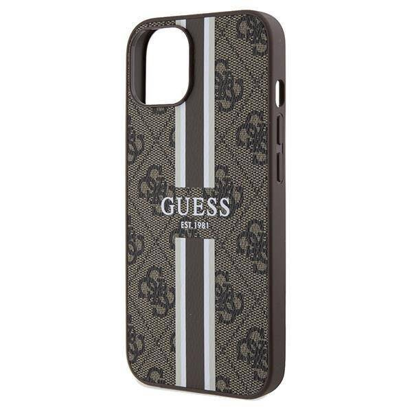 Guess nakładka do iPhone 15 6,1&quot; GUHMP15SP4RPSW HC MAGSAFE 4G PRINTED STRIPES brązowa