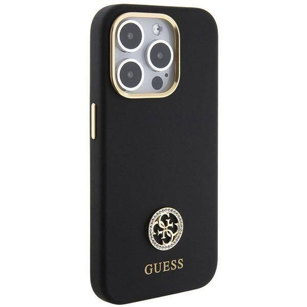Oryginalne Etui APPLE IPHONE 15 PRO MAX Guess Hardcase Silicone Logo Strass 4G (GUHCP15XM4DGPK) czarne