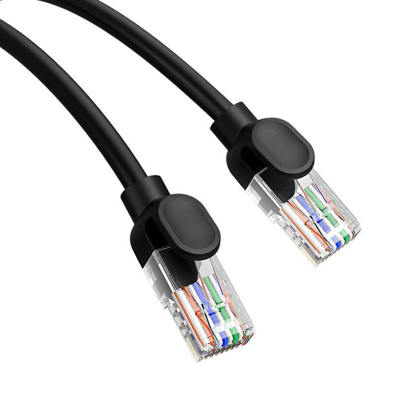 Kabel Ethernet Baseus High Speed Cat 5 RJ-45 1000Mb/s 0.5m okrągły - czarny