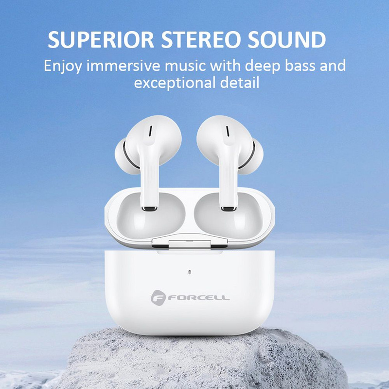FORCELL F-AUDIO słuchawki bezprzewodowe / bluetooth stereo TWS Master PRO białe