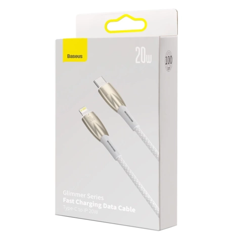 Kabel der Baseus Glimmer-Serie mit Schnellladefunktion USB-C - Lightning 480 Mb/s PD 20 W 1 m weiß