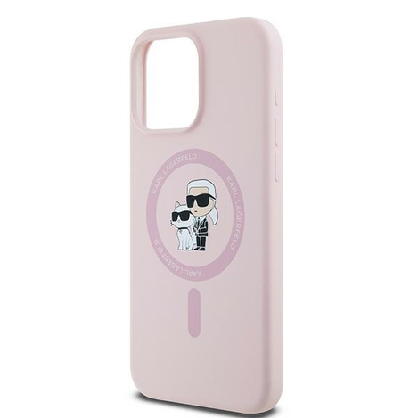 Oryginalne Etui KARL LAGERFELD hardcase Silicone Karl & Choupette MagSafe KLHMP15LSCMKCRHP do Iphone 15 Pro różowy