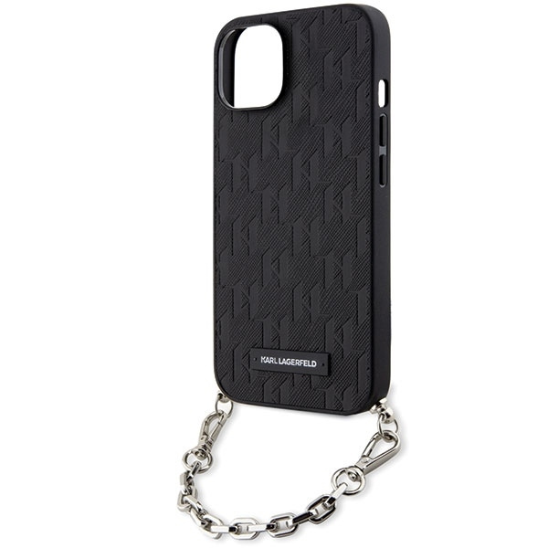 Karl Lagerfeld KLHCP14SSACKLHPK iPhone 14 6,1&quot; schwarz/schwarzes Hardcase mit Saffiano-Monogrammkette