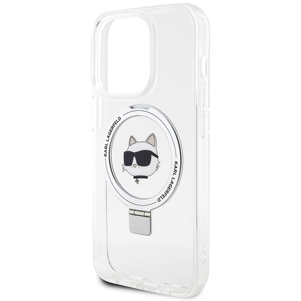 Karl Lagerfeld KLHMP15XHMRSCHH iPhone 15 Pro Max 6,7&quot; weiß/weiß Hardcase Ring Stand Choupette Head MagSafe
