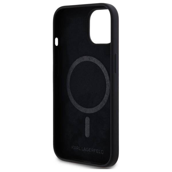 KARL LAGERFELD futerał do IPHONE 15 kompatybilny z MagSafe KLHMP15SSKHPPLK (SIL KL Head Print) black