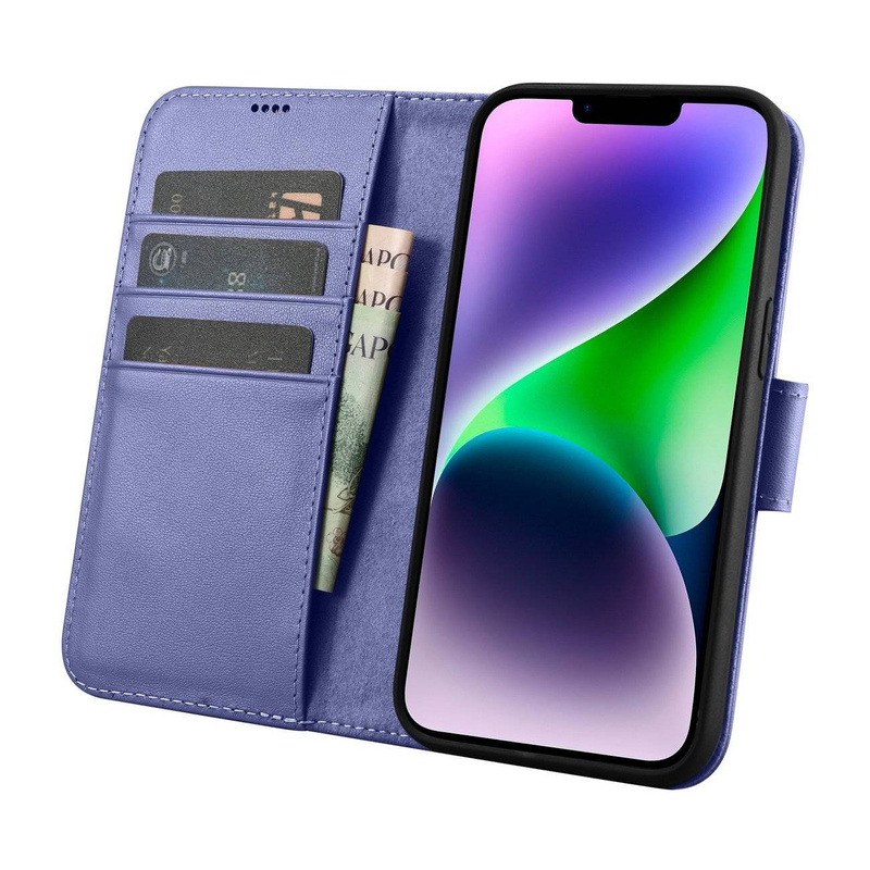 iCarer Wallet Case 2in1 iPhone 14 Plus Flip Leather Cover Anti-RFID Light Violet (WMI14220727-LP)