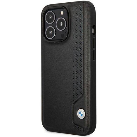 Original Case IPHONE 14 PRO BMW Hardcase Leather Blue Dots (BMHCP14L22RBDK) black
