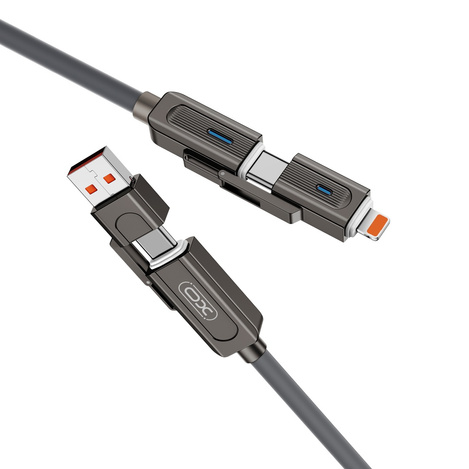 XO kabel NB275 4w1 USB-C - Lightning + USB + USB-C 60W 1,0m szary