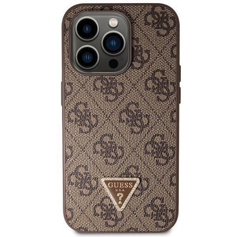 Original Handyhülle IPHONE 14 PRO Guess Hardcase Crossbody 4G Metal Logo (GUHCP14LP4TDSCPW) braun