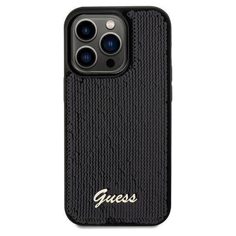 Guess nakładka do iPhone 14 Pro 6,1" GUHCP14LPSFDGSK HC SEQUIN SCRIPT METAL czarna