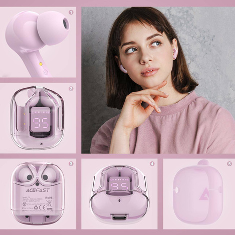 Acefast In -Ear-Funkkopfhörer TWS Bluetooth Pink (T6 Pink Lotus)