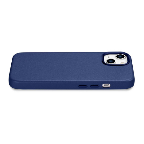 iCarer Case Leather genuine leather case for iPhone 14 Plus blau () (MagSafe compatible)