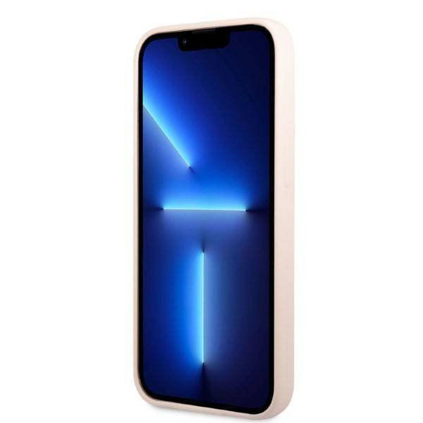 Original Case IPHONE 13 PRO Guess Hard Case Silicone Logo Plate MagSafe (GUHMP13LSPLP) pink