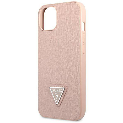 Oryginalne Etui IPHONE 14 PLUS Guess Hardcase Saffianotriangle Logo (GUHCP14MPSATLP) różowe